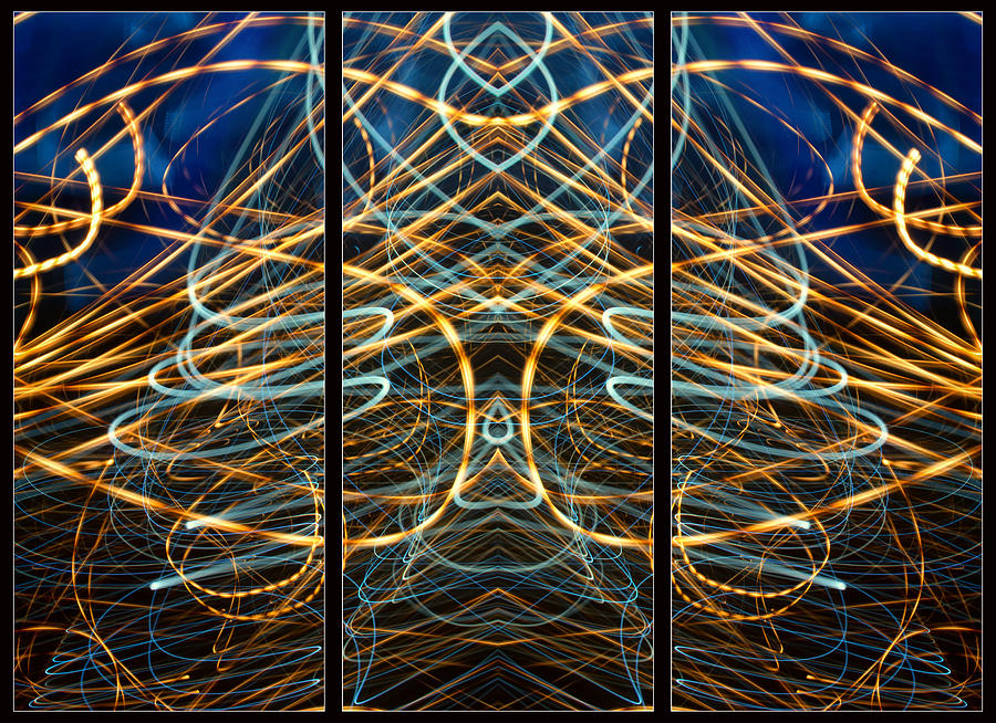 Light Painting Abstract Triptych #6 Photograph by John Williams
