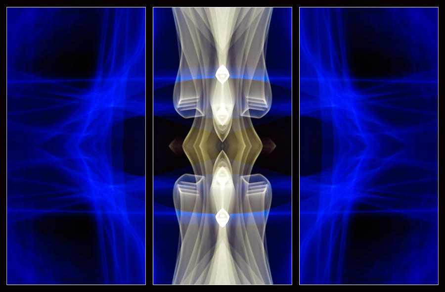 Light Painting Abstract Triptych #7 Photograph by John Williams