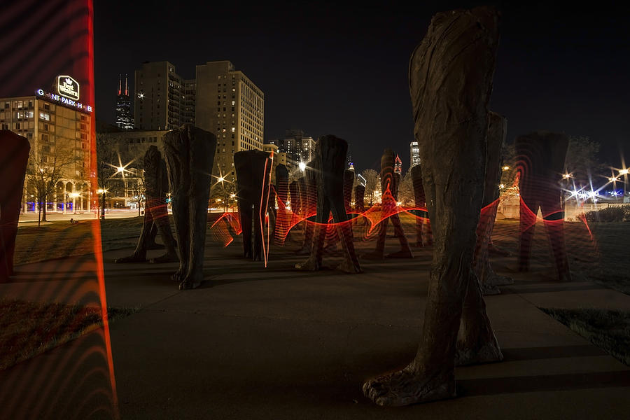 Light painting around Chicagos Agora Photograph by Sven Brogren