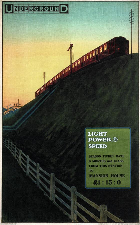 Light Power Speed - London Underground, London Metro - Retro Travel Poster - Vintage Poster Mixed Media