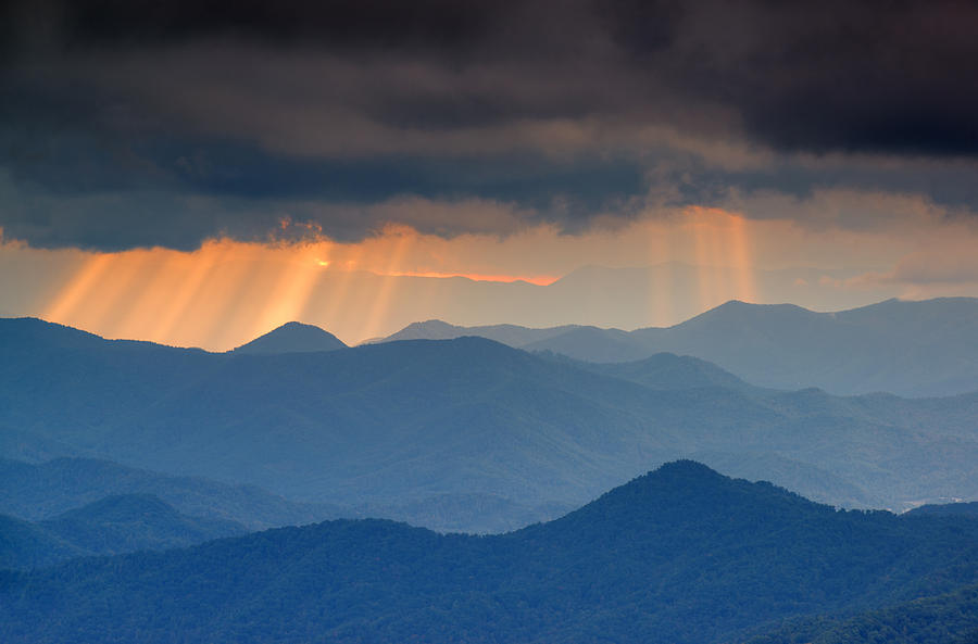 Mountain Photograph - Light Rays on the Blue Ridge Parkway by Derek Thornton