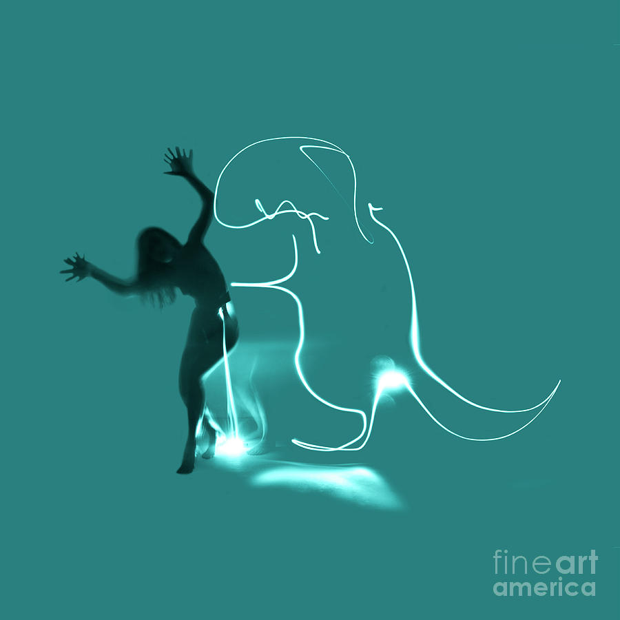 Experimental nude light drawing dinosaur  Photograph by Clayton Bastiani