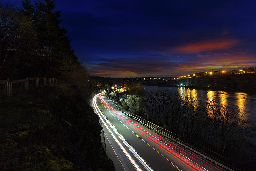 Light Trails on Highway 99 Photograph by David Gn