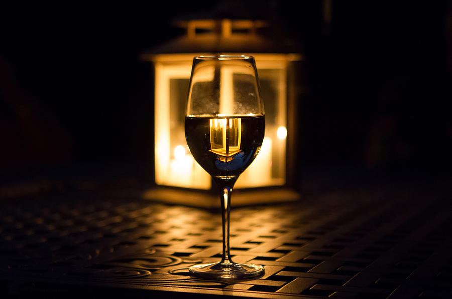 Lighted Glass of Wine Photograph by Toni Thomas
