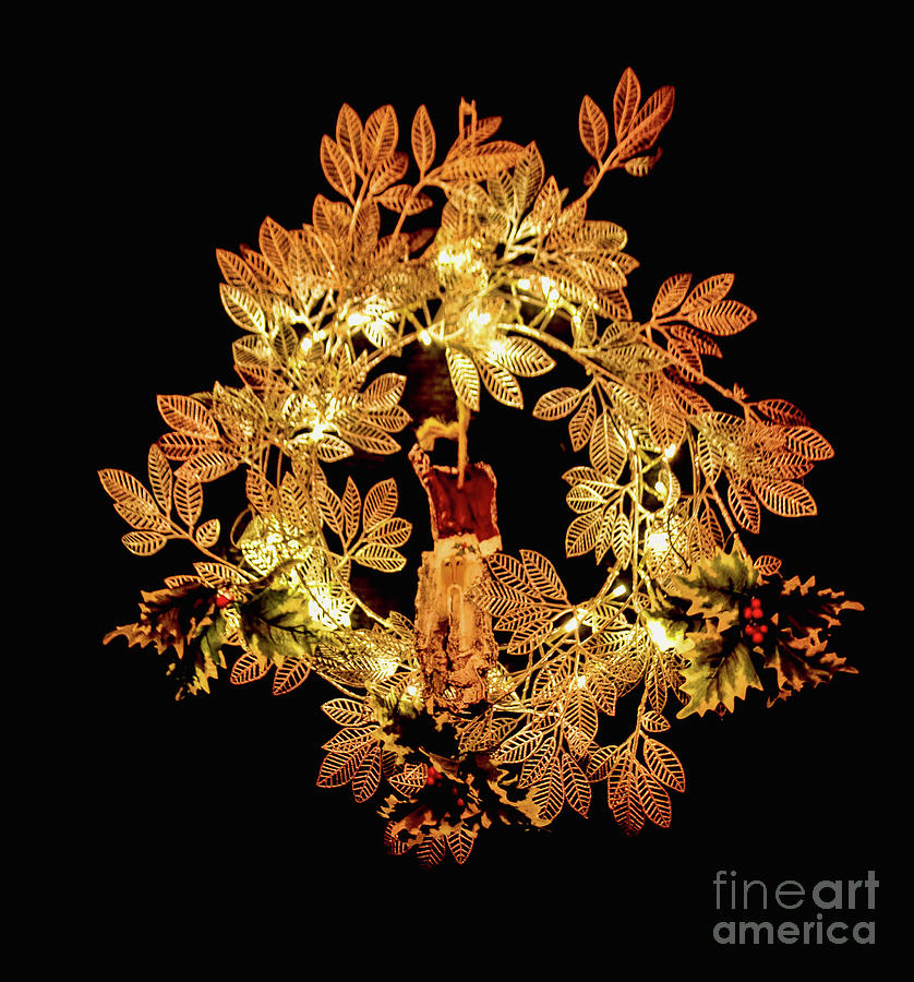 Lighted Wreath Photograph by Steven Parker