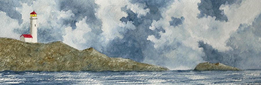 Lighthouse Along The Coast Painting