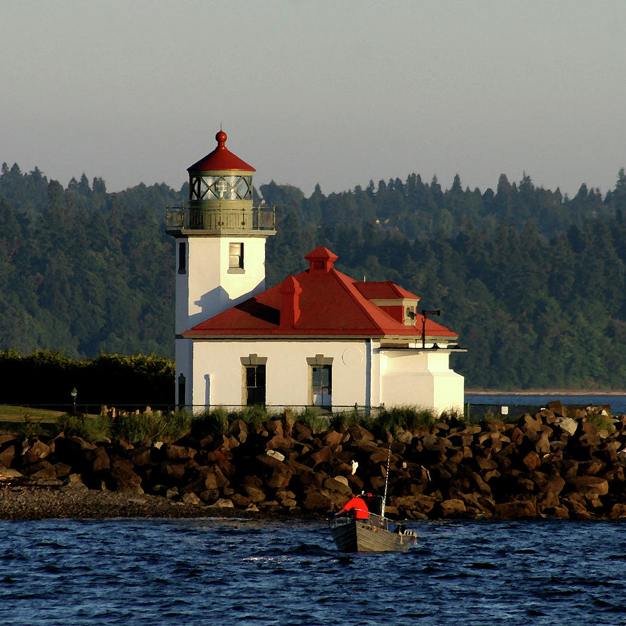Lighthouse And Fisherman Photograph by Pamela S Eaton-Ford