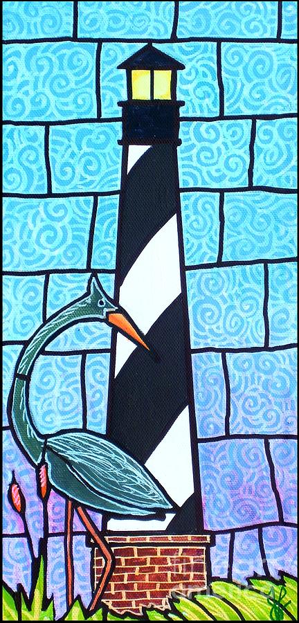 Lighthouse and Heron Painting by Jim Harris