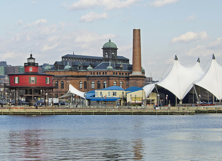Lighthouse and Pier 6 - Baltimore Photograph by Brendan Reals