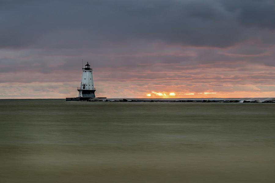 Lighthouse and Sunset Photograph by Lester Plank