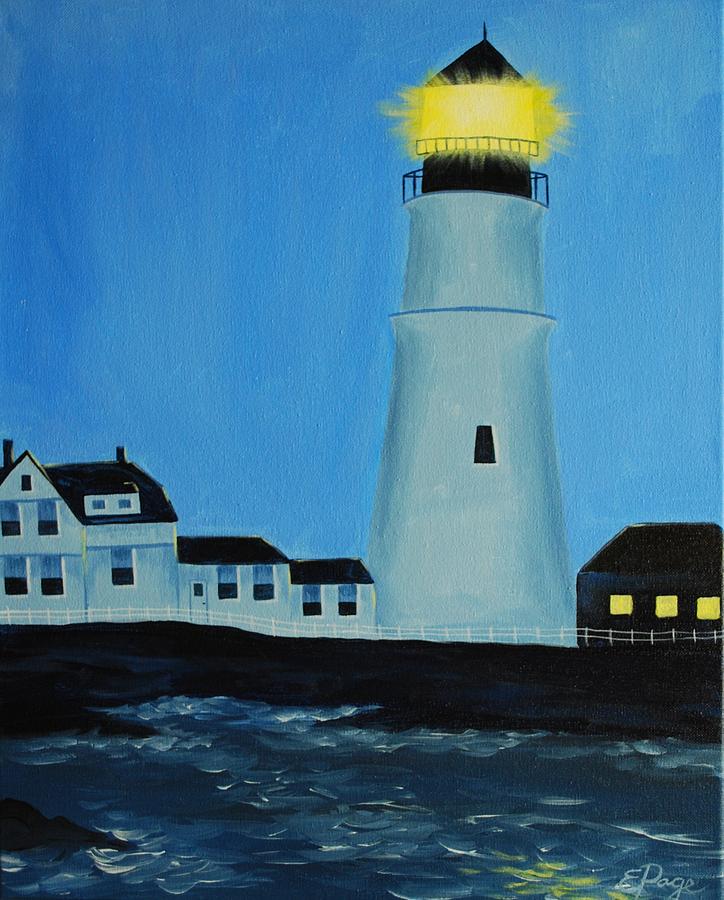 Lighthouse at Dusk Painting by Emily Page