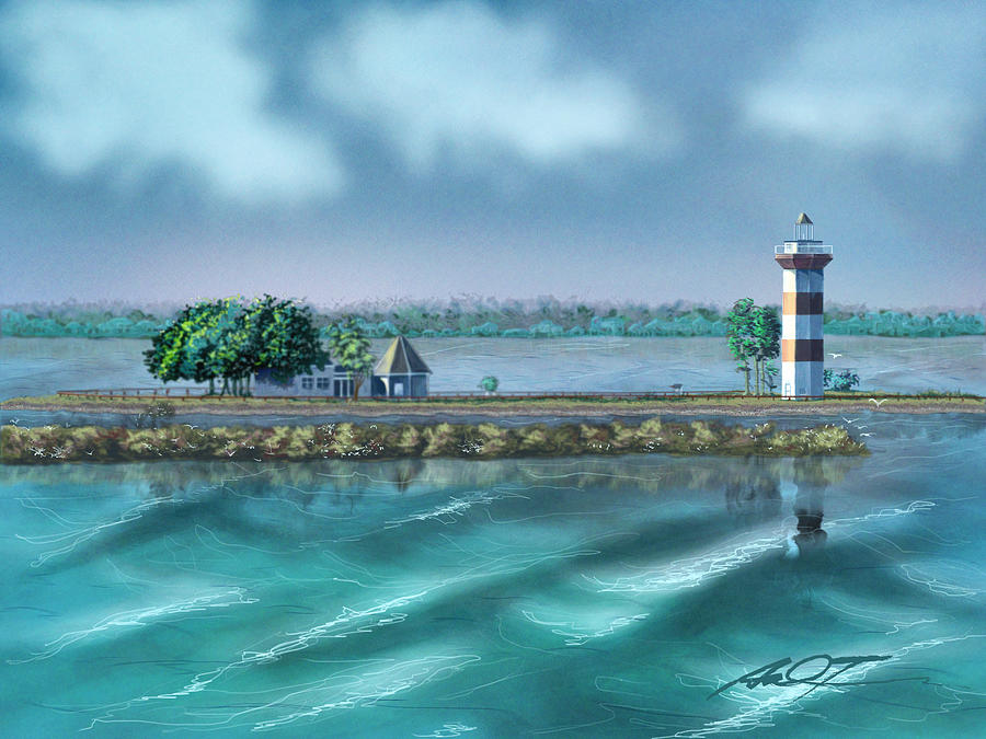 LightHouse at Lake Conroe Painting by Dale Turner