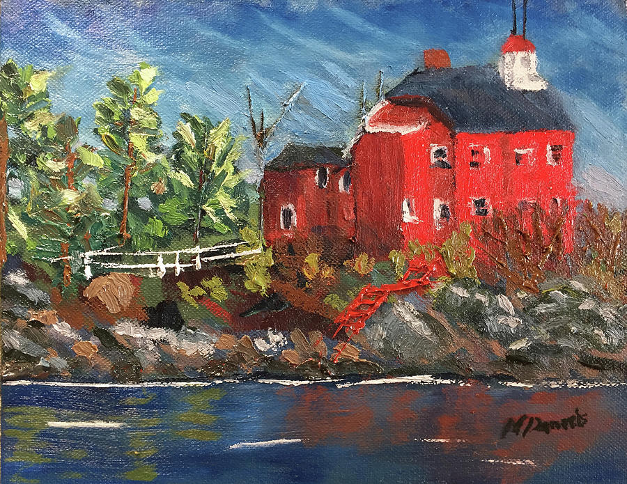 Lighthouse at Marquette Painting by Michael Daniels