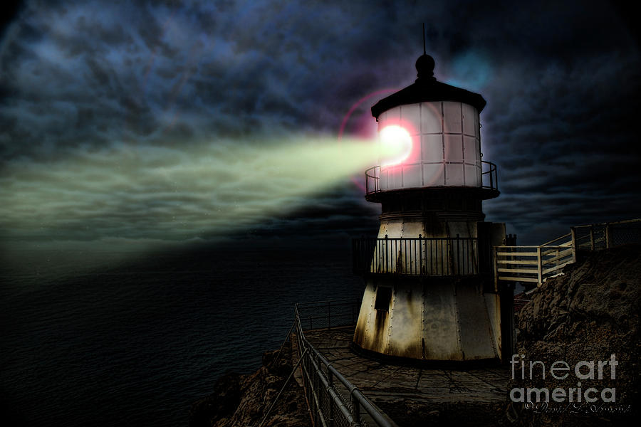Lighthouse at Night Photograph by David Arment