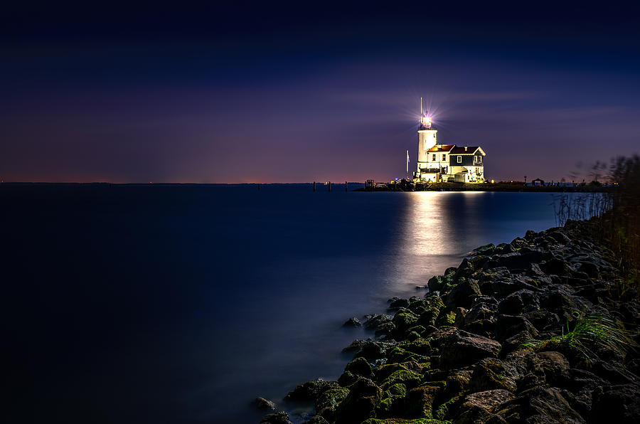 Lighthouse Photograph - Lighthouse at night by Joost Lagerweij Lighthouse Photograph - Lighthouse at night by Joost Lagerweij