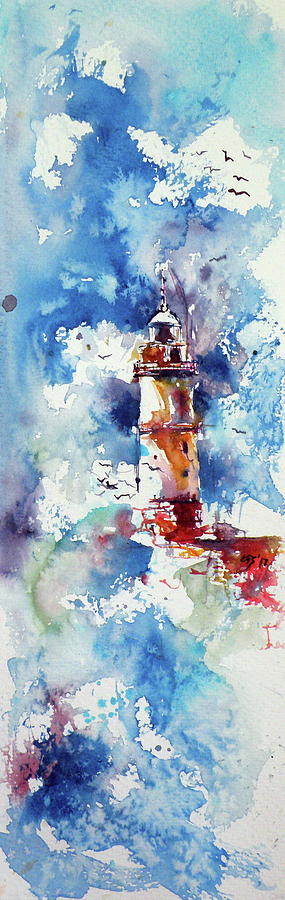 Lighthouse at storm Painting by Kovacs Anna Brigitta
