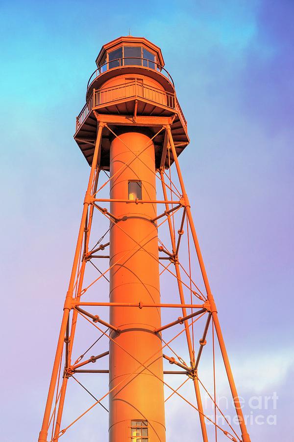 Sunset Photograph - Lighthouse at Sunset Sanibel Island Captiva Island by Edward Fielding