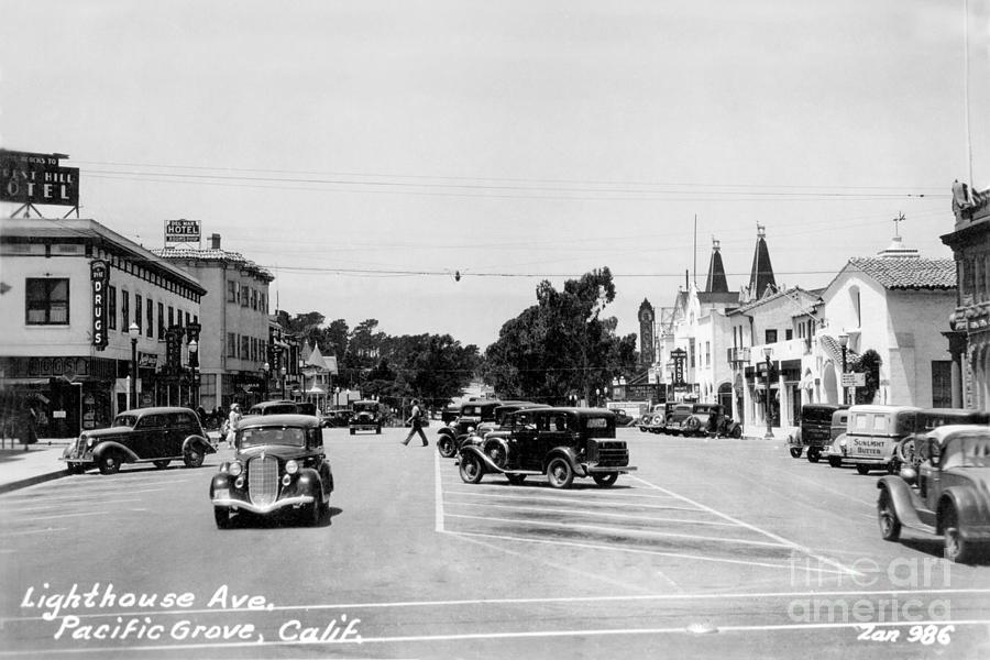 Candy Photograph - Lighthouse Avenue downtown Pacific Grove, Calif. 1935  #1 by Monterey County Historical Society