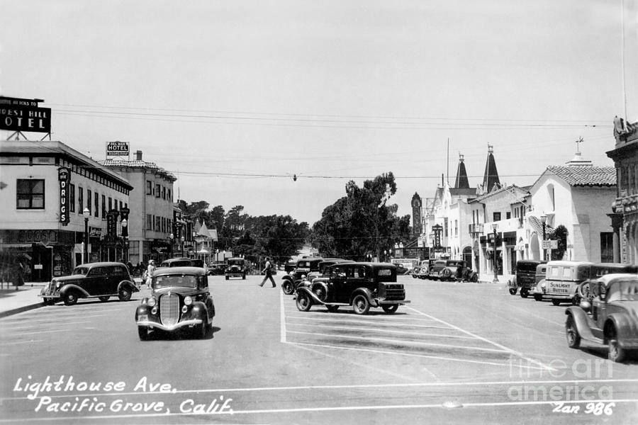 Caliente Photograph - Lighthouse Avenue downtown Pacific Grove, Calif. 1935  by Monterey County Historical Society