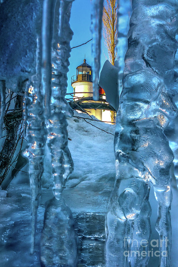 Lighthouse Betsie Winter Blue Ice -5421 Photograph by Norris Seward