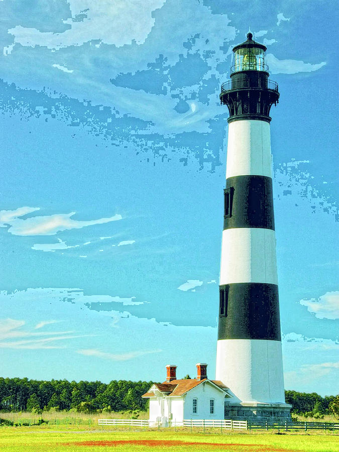 Lighthouse Bodie Island Mixed Media by Dominic Piperata
