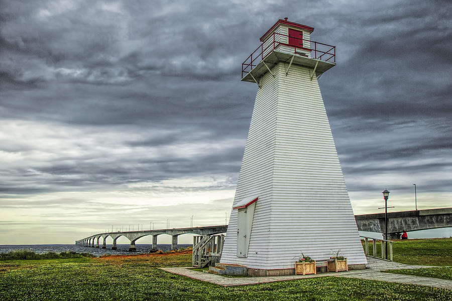 Lighthouse by the Confederation Bridge on PEI Photograph by Randall Nyhof