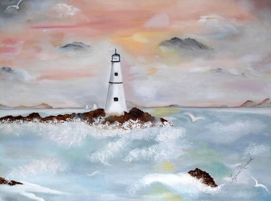 Nature Painting - Lighthouse Cove by Lynne Messeck
