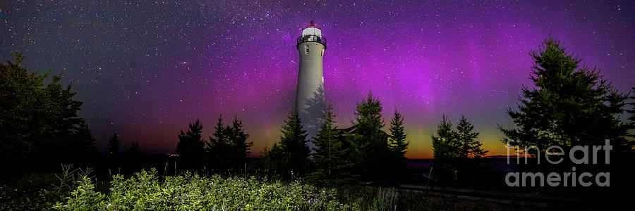 Lighthouse Crisp Point Northern Lights -0039P Photograph by Norris Seward