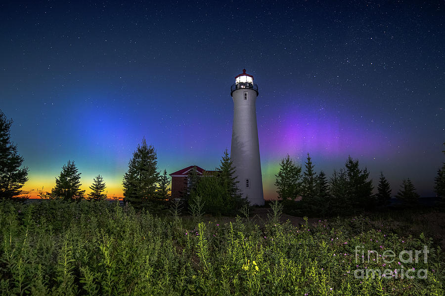 Michigan Lighthouse Photograph - Lighthouse Crisp Point Northern Lights -0384 by Norris Seward