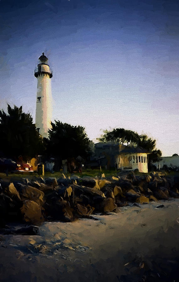 Lighthouse digital painting Digital Art by Cathy Anderson