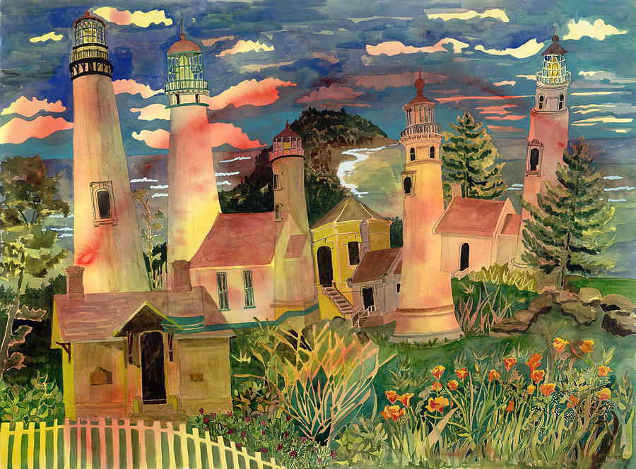 Lighthouse Fantasy Painting by Karen Merry