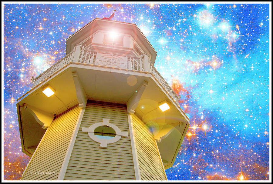 Lighthouse Fantasy, Starry Night Digital Art by A Macarthur Gurmankin