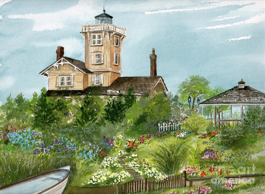Lighthouse Gardens  Painting by Nancy Patterson