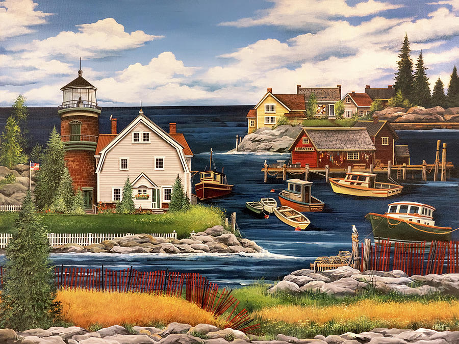 Lighthouse Harbor Painting by Debbi Wetzel - Fine Art America