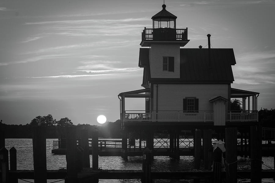 Lighthouse In Black And White Photograph