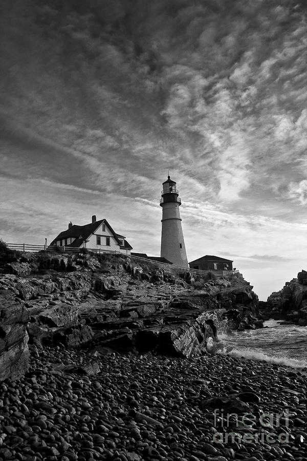 Lighthouse in Black and White Photograph by David Bishop