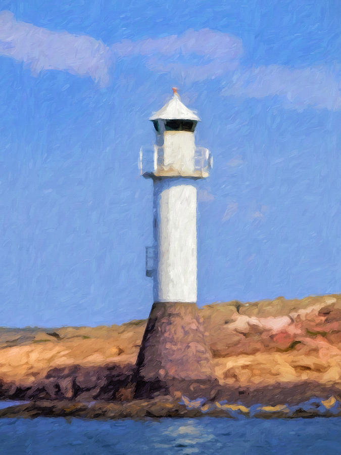 Lighthouse in Sunlight Painting by Lutz Baar