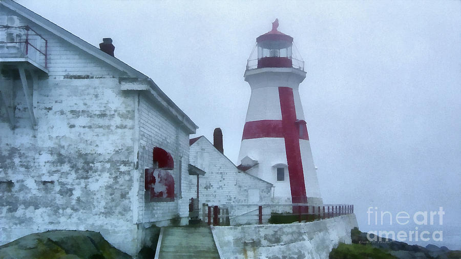 Lighthouse in the Fog Painting by Edward Fielding