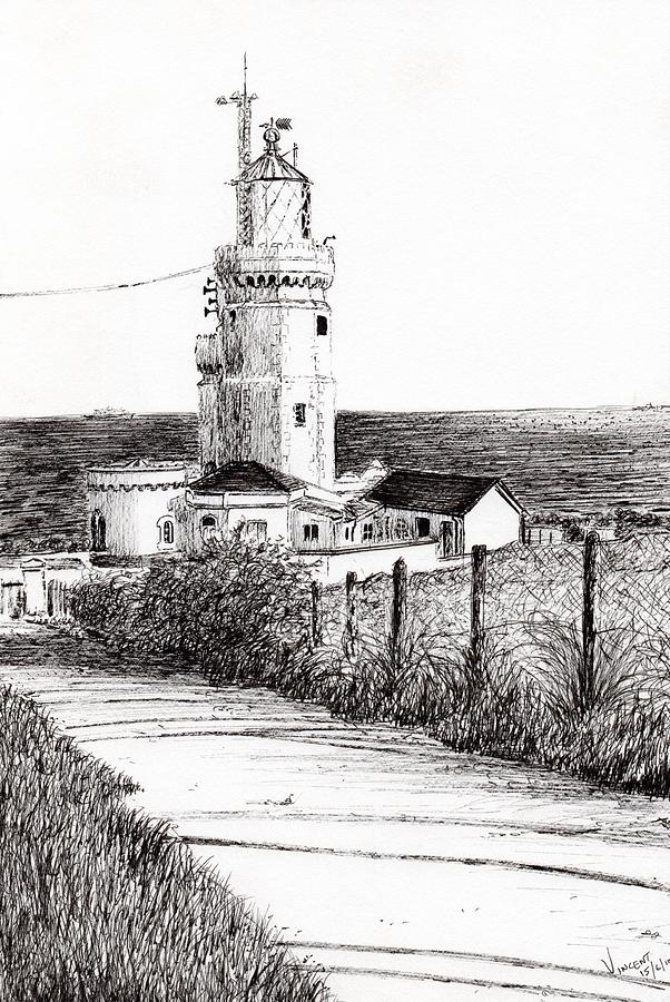 Lighthouse Drawing - Lighthouse Isle of Wight by Vincent Alexander Booth