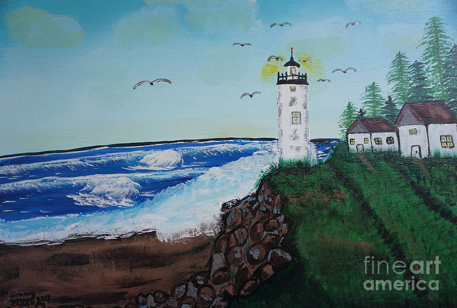 Bird Painting - Lighthouse by Jimmy Clark