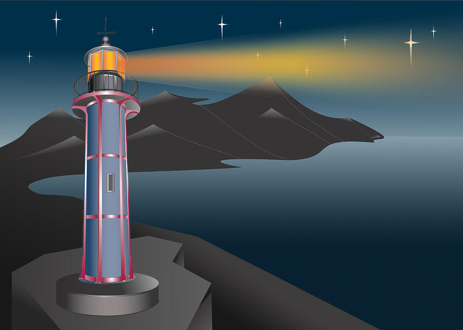 Lighthouse Drawing by Art by Magdalene