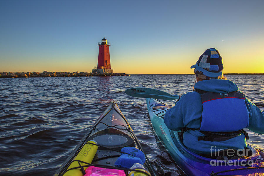 Lighthouse Manistique Kayaking -9852 Photograph by Norris Seward