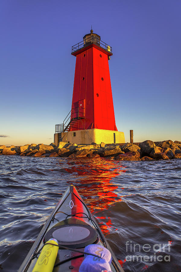 Lighthouse Manistique Kayaking -9870 Photograph by Norris Seward