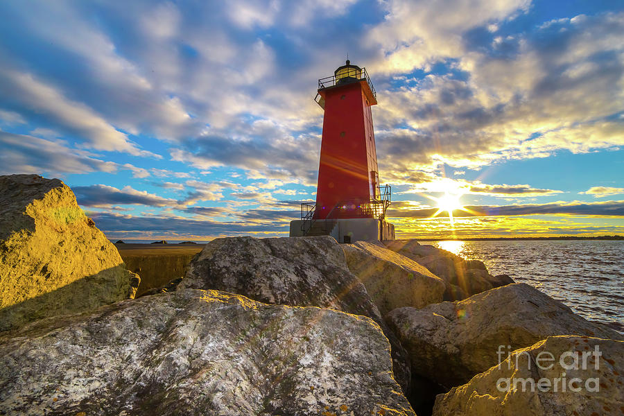  Manistique Michigan Lighthouse Sunset -5334 Photograph by Norris Seward