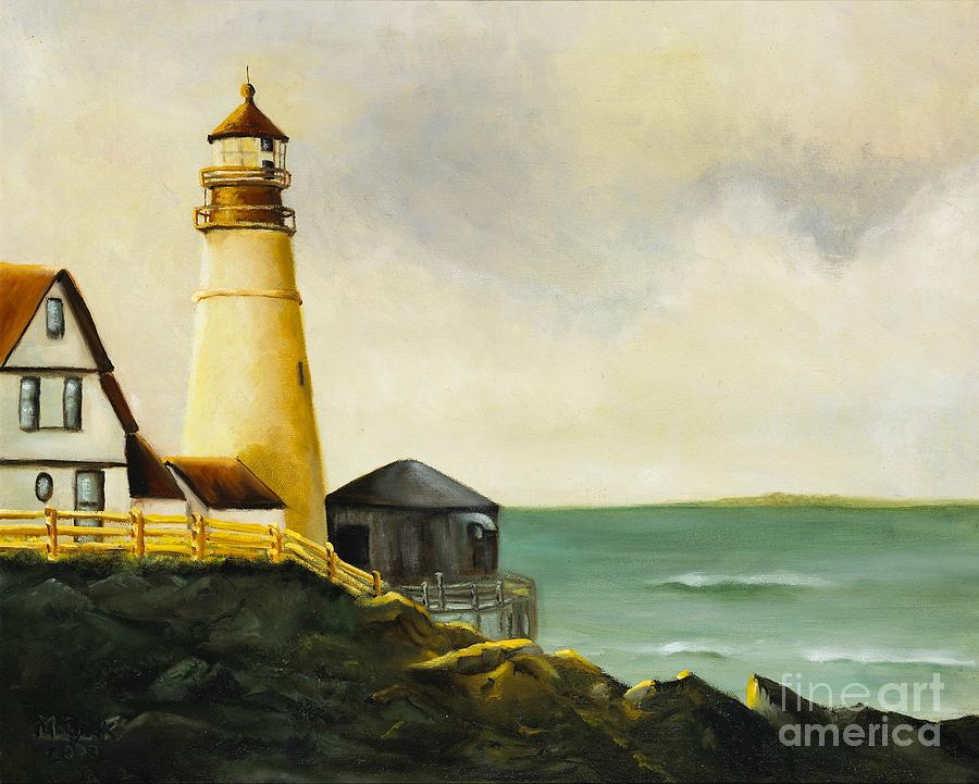 Lighthouse in Oil Painting by Marlene Book