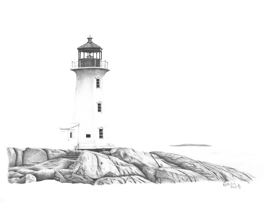 Lighthouse of Peggys Cove Drawing by Patricia Hiltz