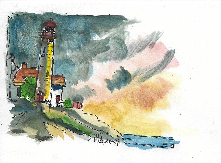 Lighthouse on the Hill Painting by Ali Baucom