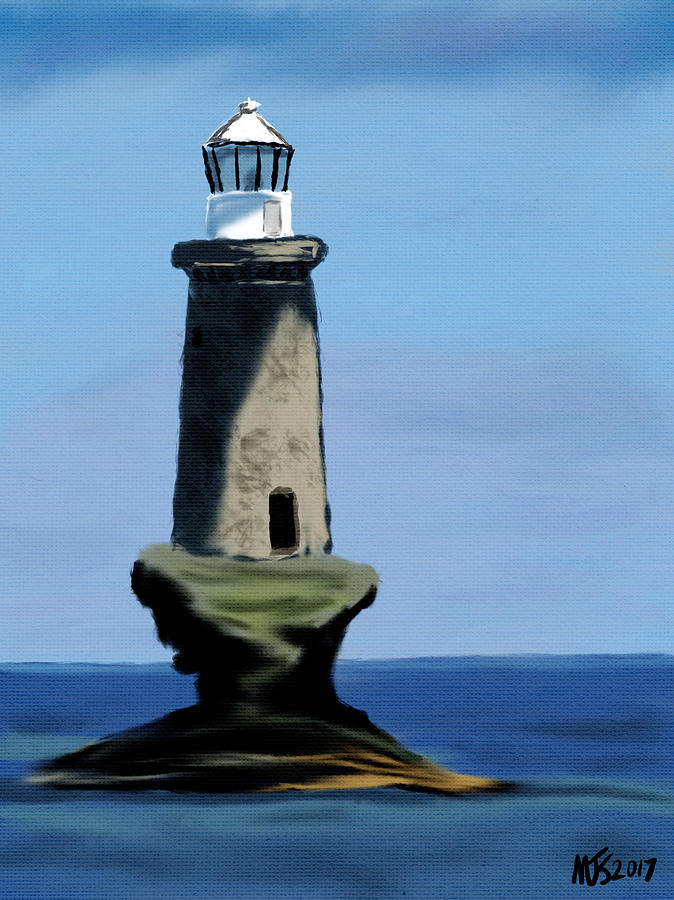 Lighthouse On the Rock Digital Art by Michael Kallstrom