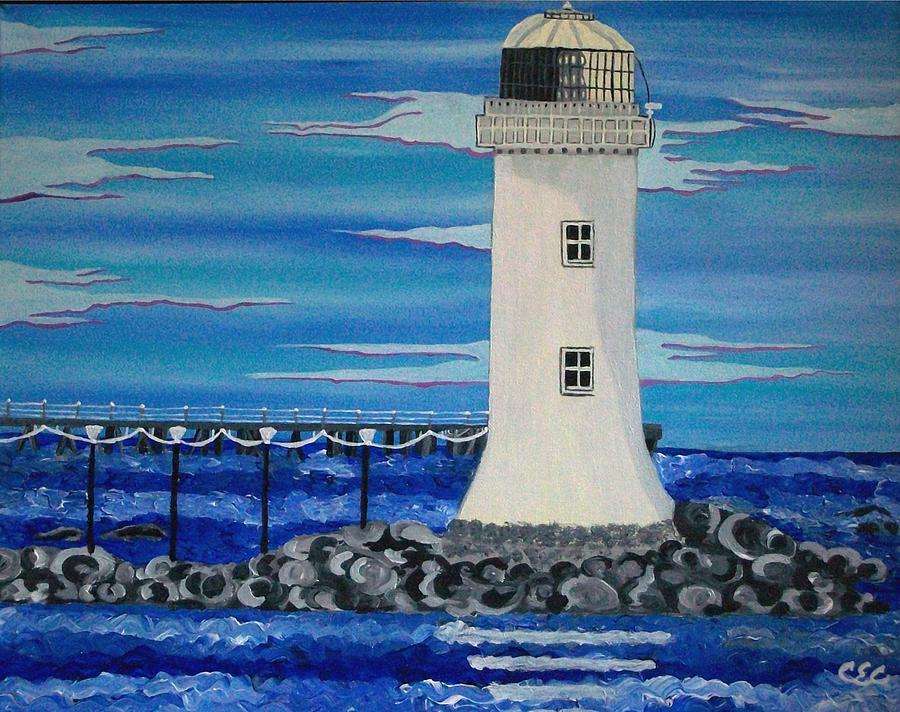 Lighthouse on the Shannon Painting by Carolyn Cable