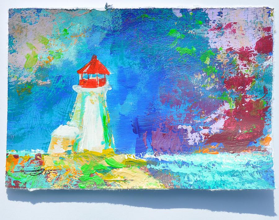 Lighthouse Peggys Cove, violet blue Painting by Eduard Meinema